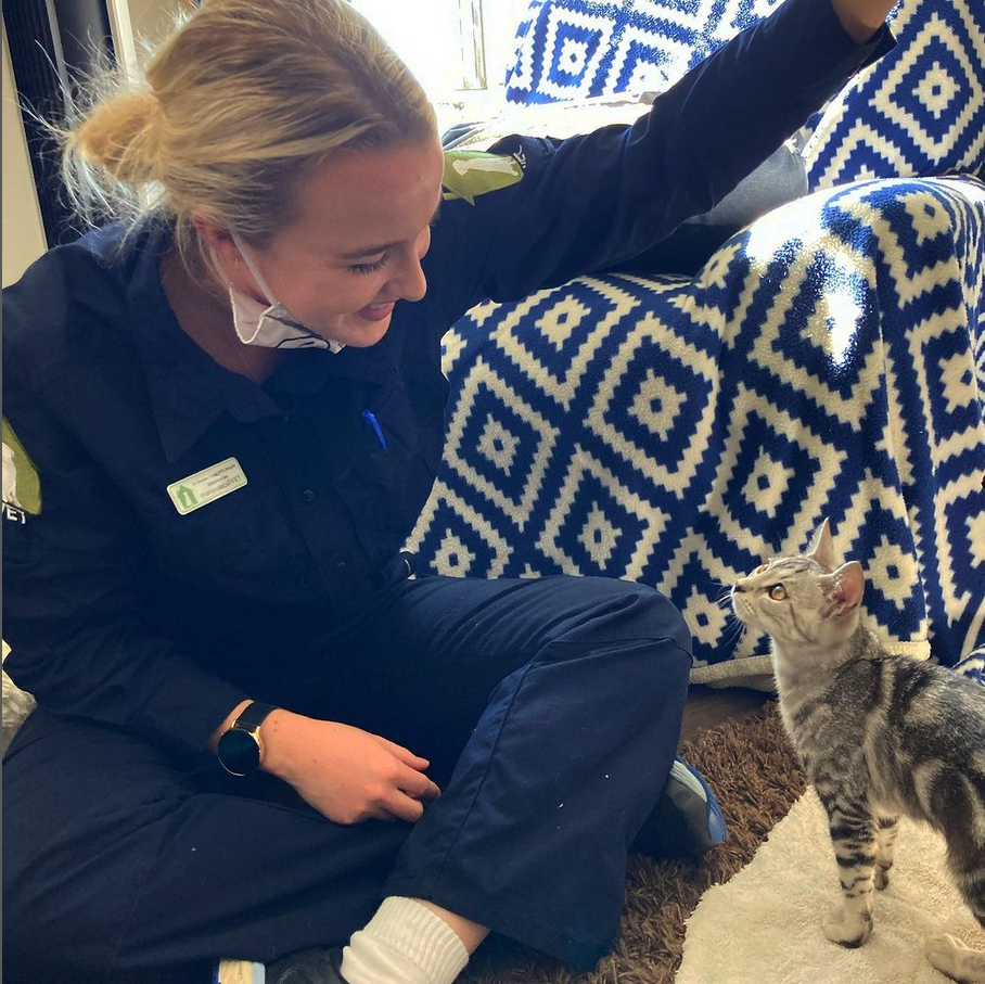 THCV staff with asthmatic indoor cat