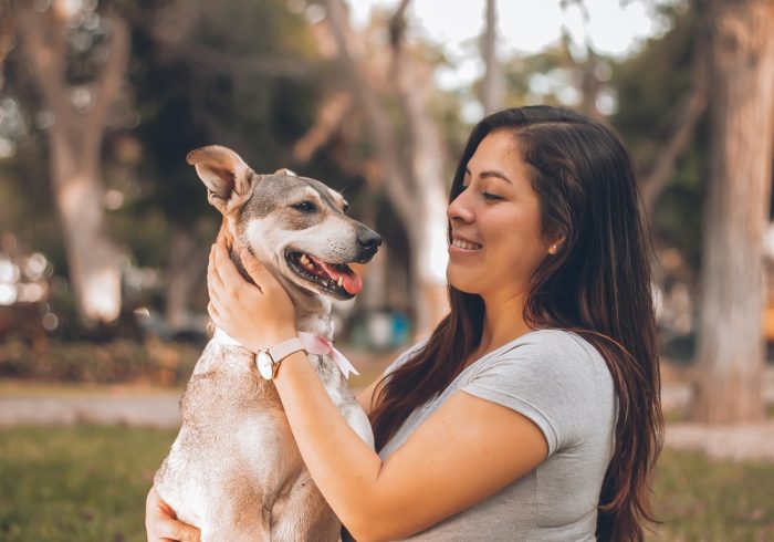 in home euthanasia - owner and happy dog